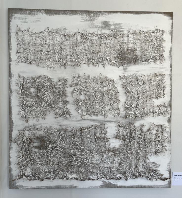 Marja-Leena Kajander, Elämän valttikortit, 120x110 cm, sekatekniikka pellavalle, 2025