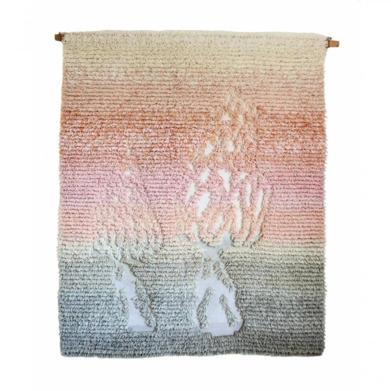 Madame Morchella, 2024, 96x116 cm, handvävd i vävstol, svampfärgat garn, Sarah Råholm