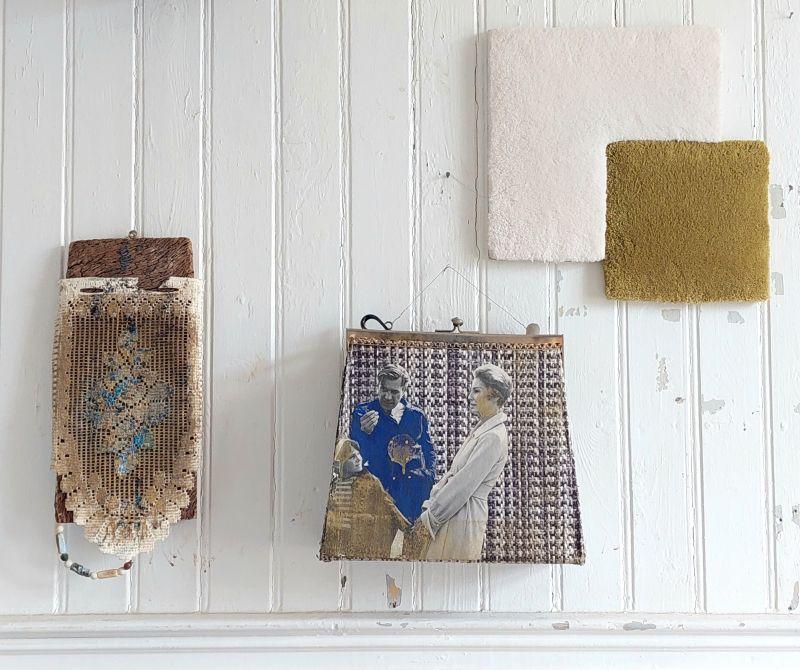 Annukka Mikkola, Family Arrangement (installation), mixed media, construction & tufting, recycled materials, 100% New Zealand wool, 75 × 60 × 11 cm, 2024.