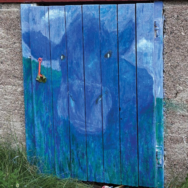 Blueone Sininen, Northernmoolandian ulko-ovimaalaus.Öljyväri 2025.