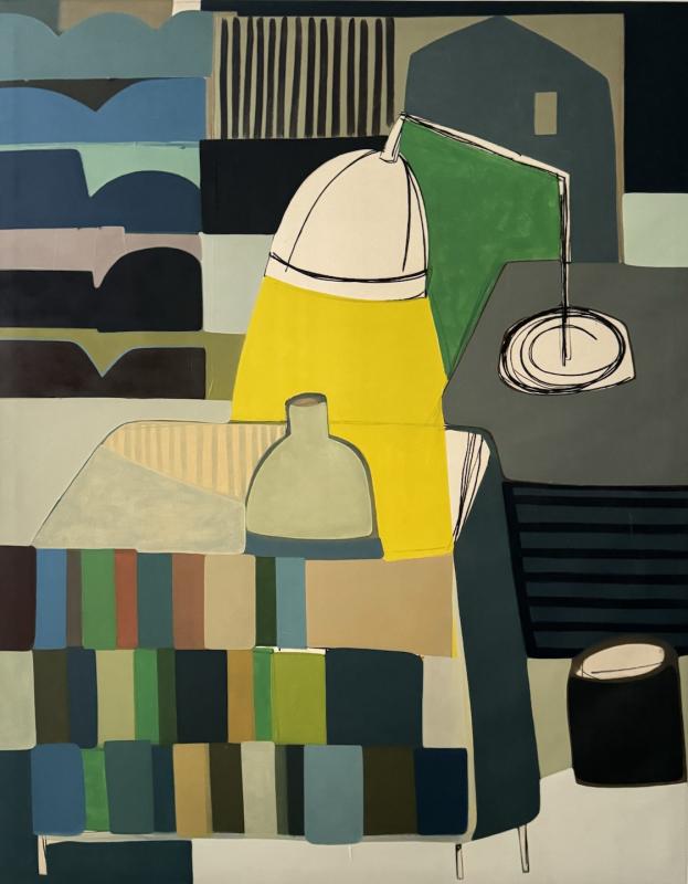 Iltamaisemahuone 2025, 133x169cm, akryylitussi ja öljy kankaalle, Heidi Toivainen