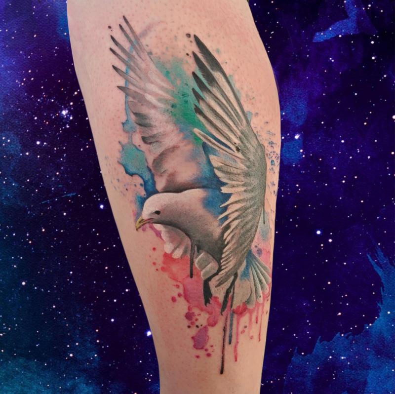 Scarlet Nuoskanen, "Kittiwake", ink tattooed onto skin, 25 x 14cm, 2026. 