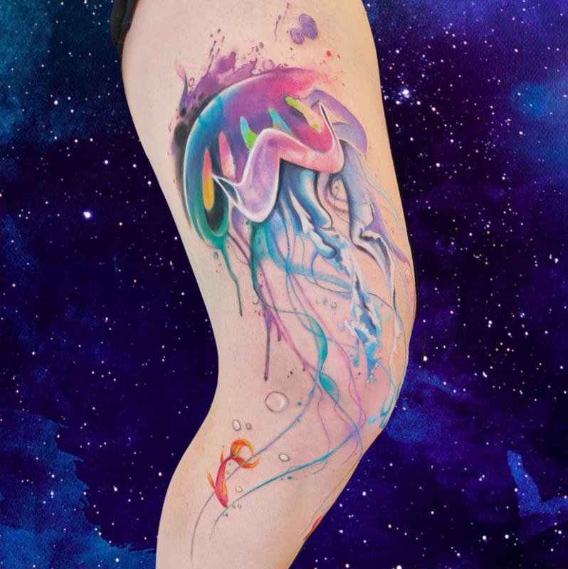 Scarlet Nuoskanen, "Medusa", ink tattooed onto skin, 33 x 20cm, 2026. 