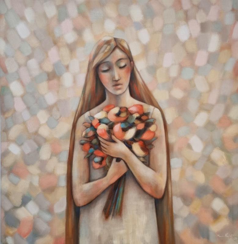 Maria Kajanki, Kimppu itselleni, öljy pellavalle, 76x72 cm, 2026