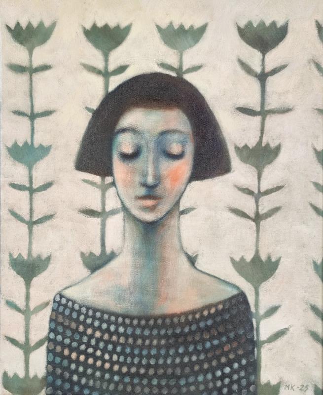 Maria Kajanki, Polkkatukka, öljy kankaalle, 41x33 cm, 2025