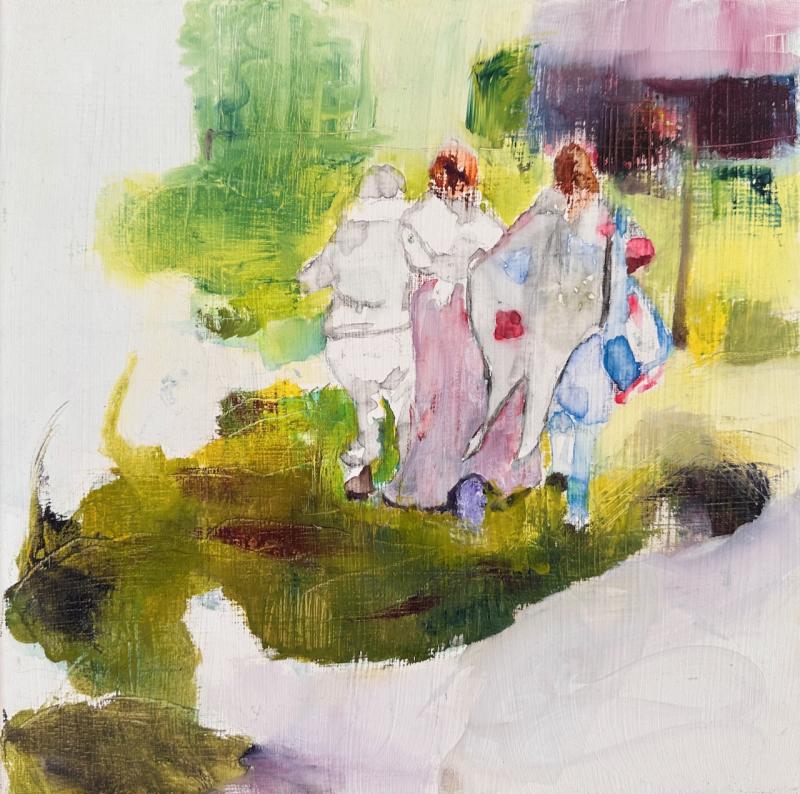 Nighthawks - Midsommar   2025   Olja och kol på duk 30 x 30 cm
