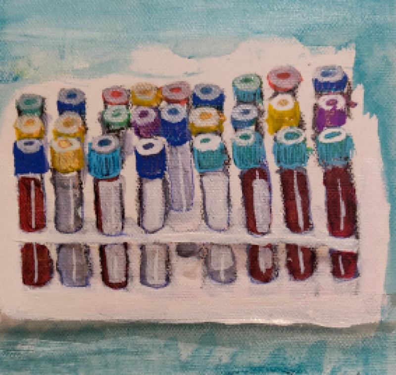 Näytteet2025, 18x24cm, akryyli kankaalle