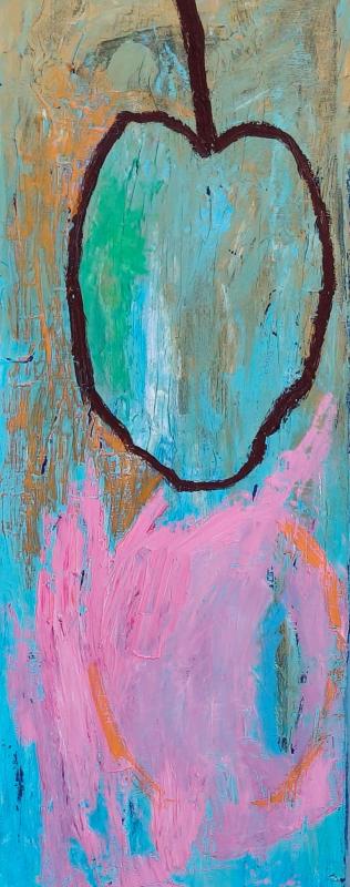 Plommon, storlek: 80x30 cm, olja på duk, 2026, Luumu, koko: 80x30 cm, öljy kankaalle, 2026, Plum, 80x30 cm, oil on cotton, 2026