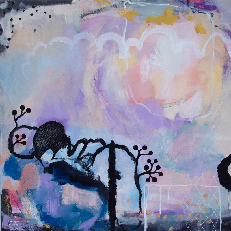 Tanja Riutta, Katsoin pois omasta navastani, akryyli kankaalle, 60 x 60, 2024