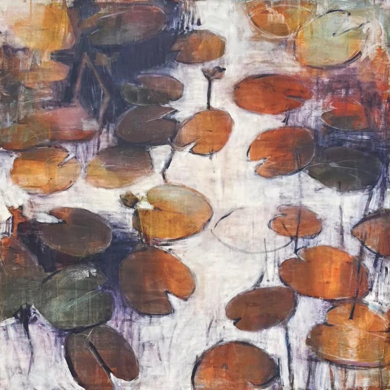 Sari Viljamaa Lumpeita 2026 Akryyli ja pastelli kankaalle 100x100 cm