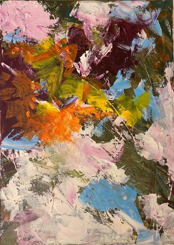 Juhani Räisänen, Lähteellä, akryyli kankaalle,  70x50 cm, 2024