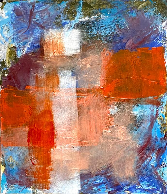 Juhani Räisänen, Pääsiäistulilla, akryyli kankaalle, 55x46 cm, 2025