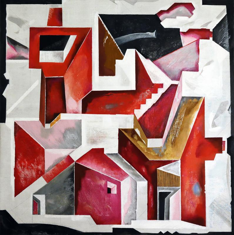 Ivan Kostiurin,"Labyrint 2", duk, akryl, 80x80, 2026