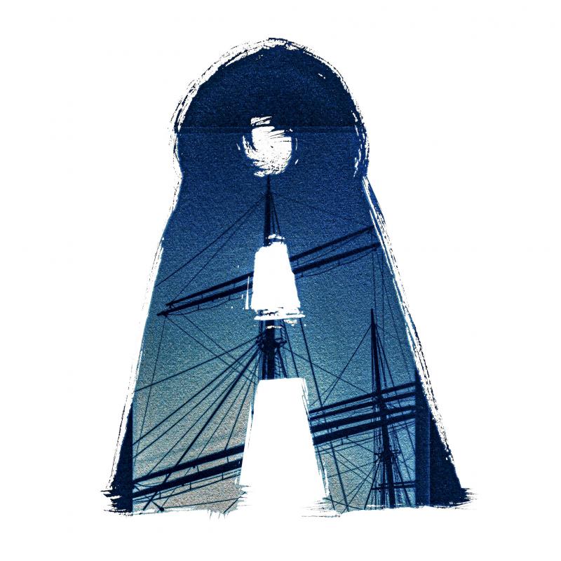 Cyanotypi  på akvarellpapper, Å för Åland