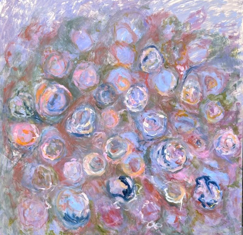 Hanna Rissanen, Olen ja hengitän, öljyväri alumiinille, 100 x 100cm, 2026