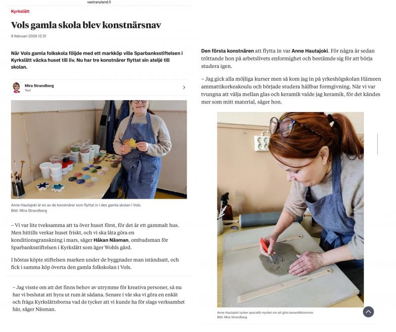 Anne Hautajoki Volsin keramiikkapaja