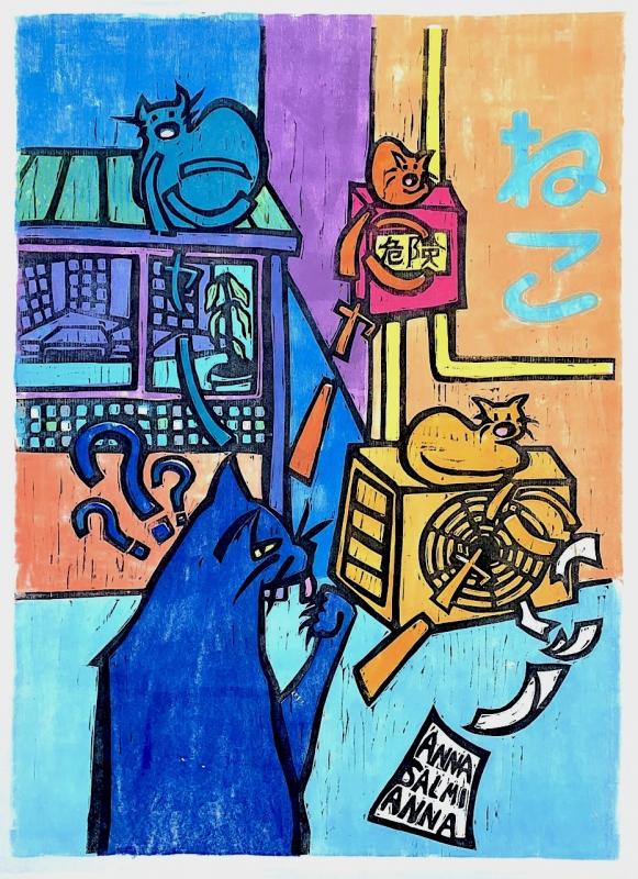 Anna Salmi, Varoitus, öljyväripuupiirros, 50 x 70 cm, 2025