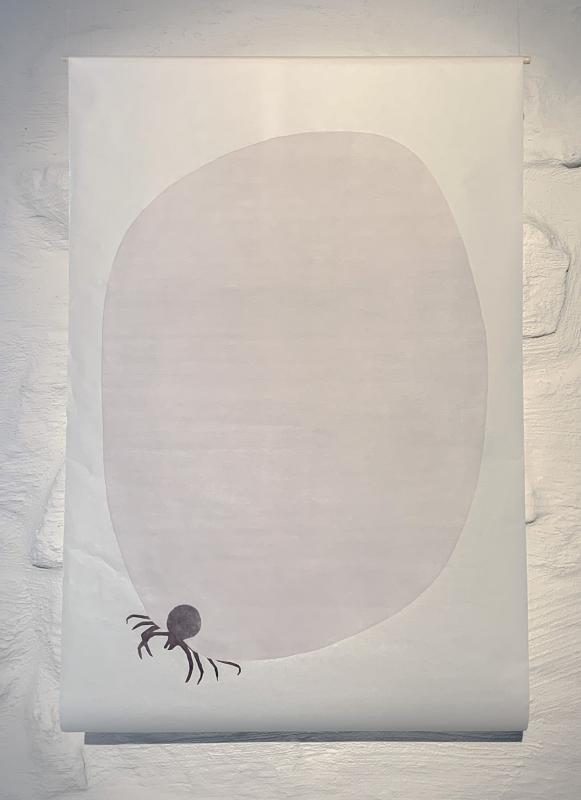 Anna Salmi, Puutiainen, öljyväripuupiirros, 69 x 100 cm, 2025