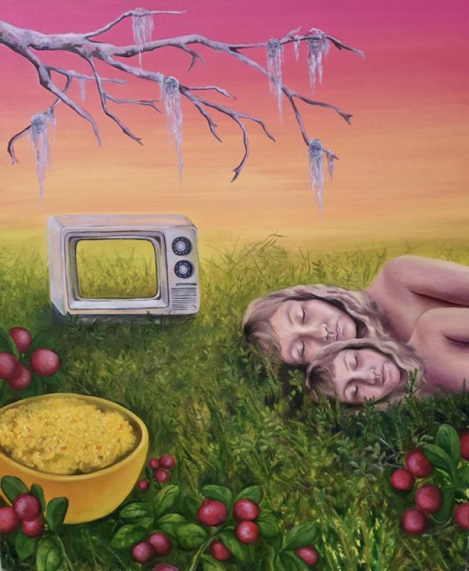 Tästä eteenpäin syön vain puolukkaa
Öljymaalaus kankaalle
120 cm x 90 cm 
2022