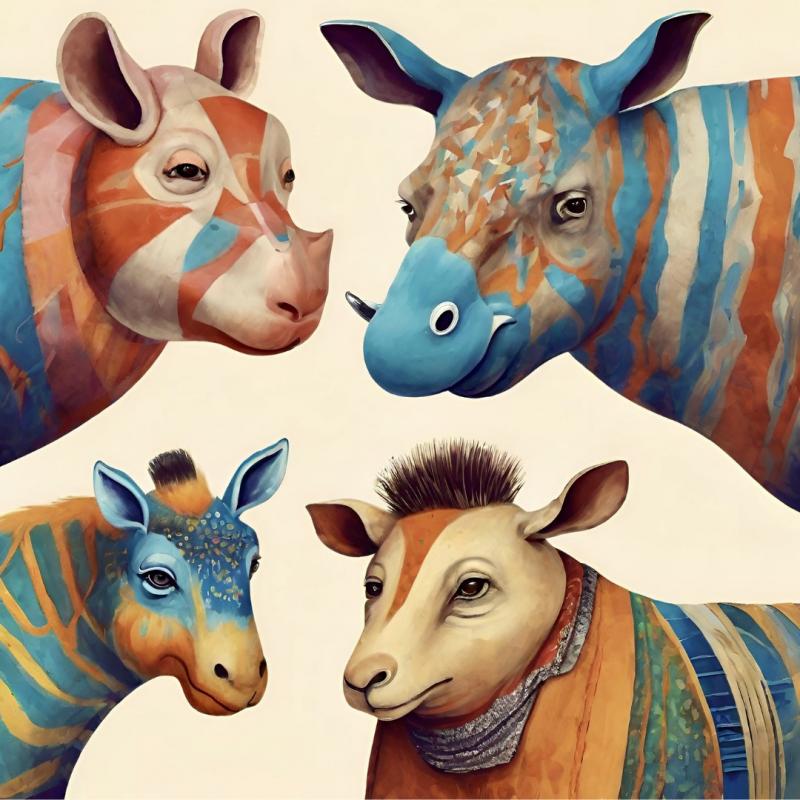 Meri Kukkavaara ”Myyttisiä elikoita” AI, tulostus paperille 30 x30cm 2025