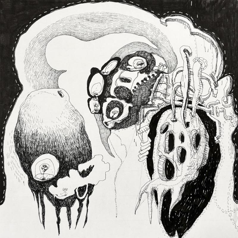 Heidi Suikkanen, nimetön, tussi ja lyijykynä paperille, 22 x 22 cm, 2025