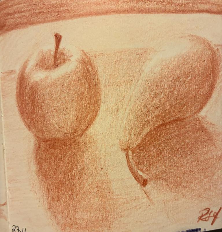 teckning med rödkrita