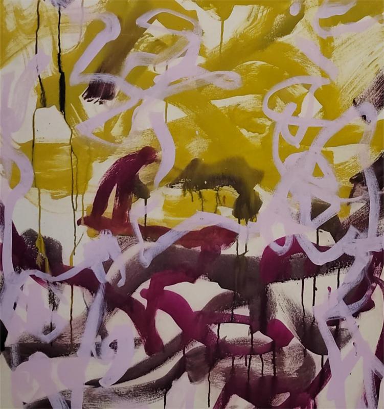 Paula Holopainen, Kaiku,2023, keltuaistempera kankaalle, 155x110