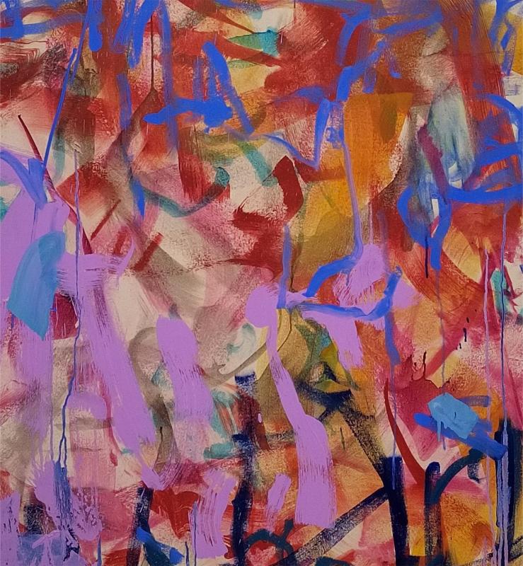 Paula Holopainen, Kohtaamisia, 2023,  keltuaistempera ja öljyväri kankaalle155x110