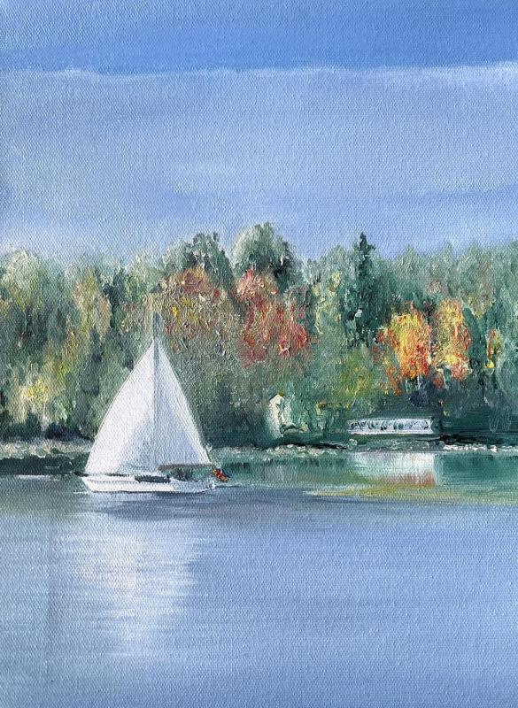 "Fly me to the moon", 24 x 33 cm olje, 2024