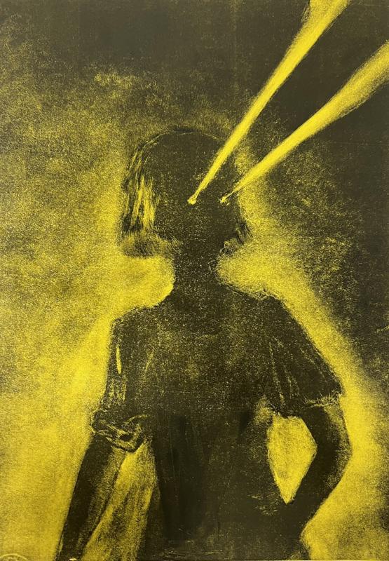 Heidi Savilakso-Saatsi, Lasen, monotypia, 25x40cm, 2023