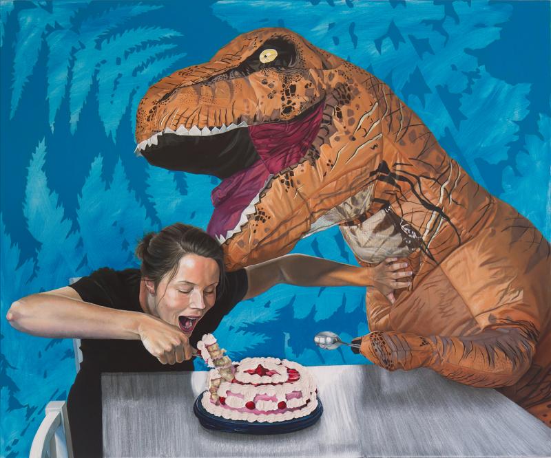 Anna Aho "Se on mun, se on mun, ei sinun", akryyli kankaalle, 100cm x 120cm, 2022